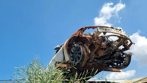 Background with a car after a traffic accident. Jpeg Stock Photos