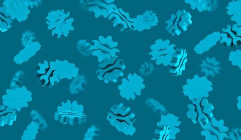 Background for a car service. Digital style 3d illustration of Gear and Wrench Stock Illustration