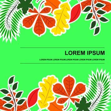 Background Card with different leaves on top and bottom of the card Stock Illustration
