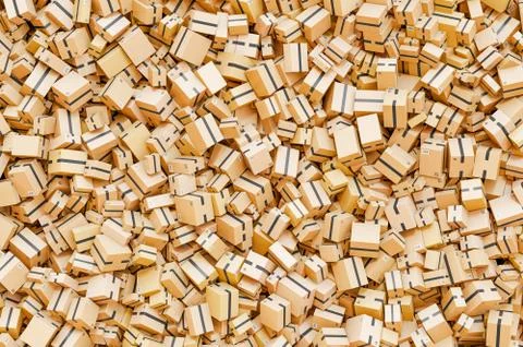 Background from cardboard boxes. 3D rendering Illustrazione stock