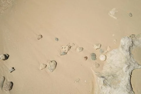 Background for cards dominican beach catalina with sand, stones, shells, corals Stock Photos