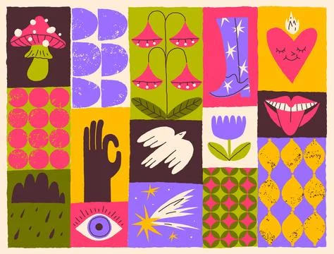 Background of cards with objects Stock Illustration