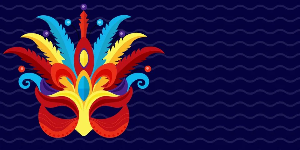 Background with carnival mask on side with empty space. Illustration