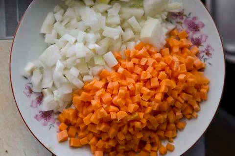 Background of carrot slices on the table Stock Photos