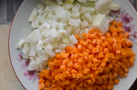 Background of carrot slices on the table Stock Photos