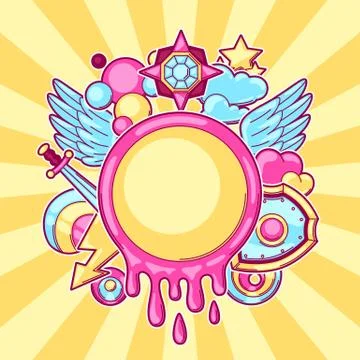 Background with cartoon fantasy objects. Fashion symbols in comic style イラスト素材