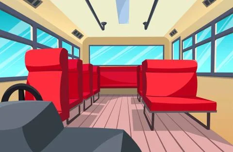 The background cartoon image of the bus. Stock Illustration