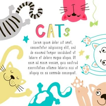 Background with cats and space for text. Stock Illustration