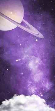 Background celestial nebula and saturn planet Stock Illustration