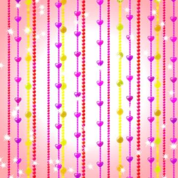 Background from the chains of spheres and hearts Stock Photos