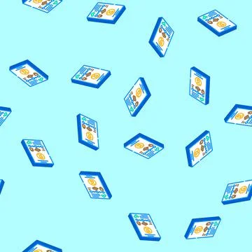Background check interview job isometric icon seamless pattern Illustrazione stock