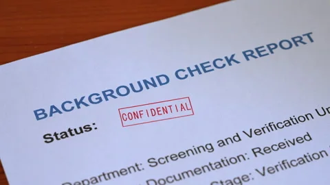 Background Check Report Confidential Stamp Coming Down On Form Stock Footage 342934796
