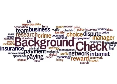 Background check, word cloud concept Stock Illustration