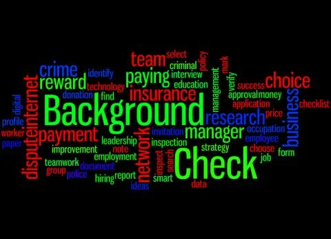 Background check, word cloud concept 스톡 일러스트