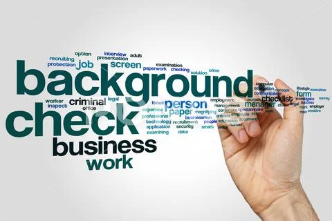 Background Check Word Cloud Concept On Grey Background