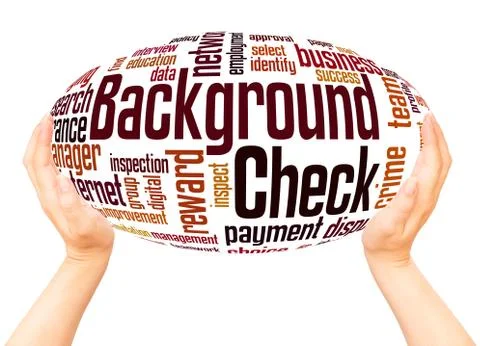 Background check word cloud hand sphere concept Stock Photos