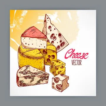 Background with cheeses Stock Illustration