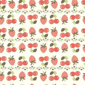 Background with Cherry and strawberry Stock Illustration