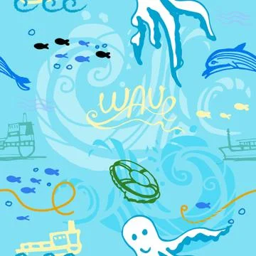 Background for children on a marine theme Stock Illustration