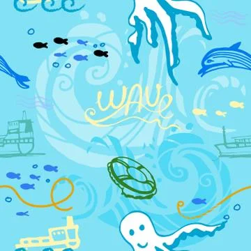 Background for children on a marine theme Stock Illustration