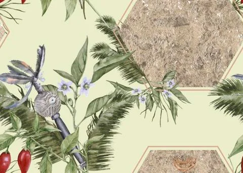 Background with chili plants. Seamless pattern. Stock Illustration