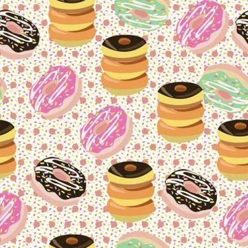 Background with chocolate donuts. Stock Illustration