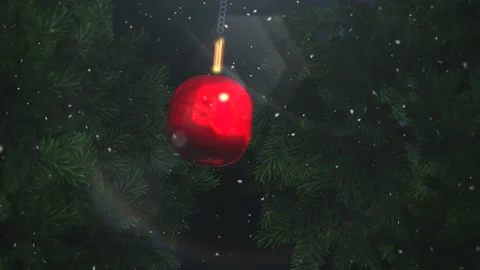 Background with Christmas ball and falling snowflakes Stock Footage 216775965