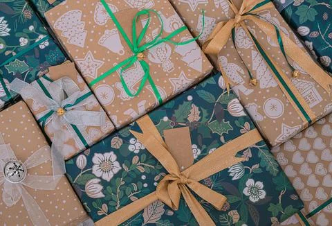 Background with Christmas presents. Stock Photos