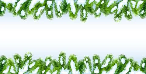 Background with Christmas tree branches in the snow Illustrazione stock