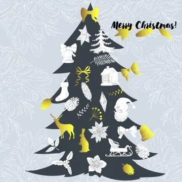 Background with Christmas tree Stock Illustration