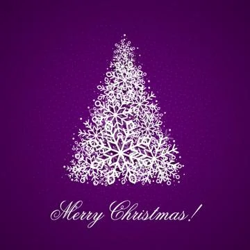 The Background with Christmas tree from snowflakes Stock Illustration