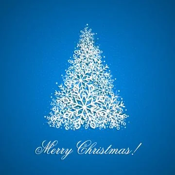 The Background with Christmas tree from snowflakes Stock Illustration