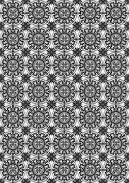 Background with circles of beads coated black and white curved forms Stock Illustration