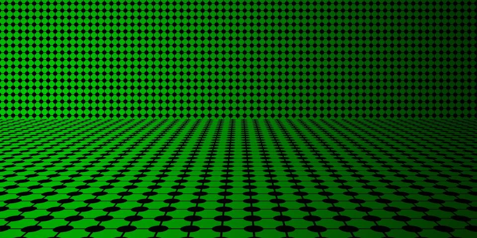 Background from circles connected in one grid. Perspective room. Stock Illustration