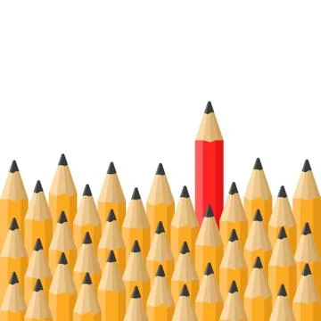 Background with Classic Orange and Red Pencils. Vector 库存插图