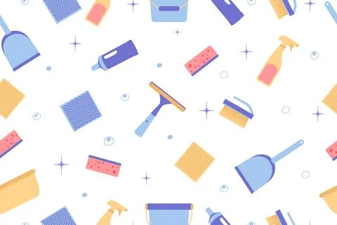 Background of cleaning equipment. Vector illustration isolated on a white Stock Illustration