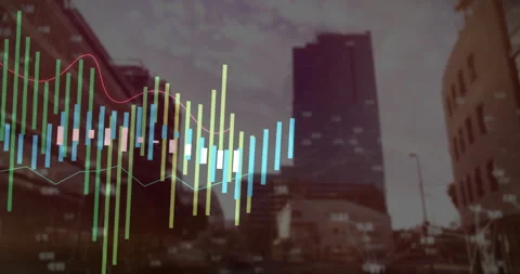 Background clearing starting data overlay with colorful bars rising and magenta Stock Footage 314173712