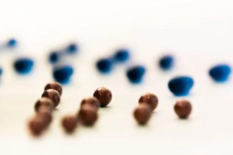 Background - close up of blue and red  medicine isolated pills Stock Photos
