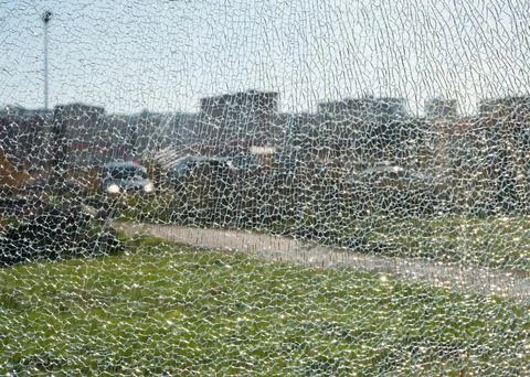 Background. Close-up on a large broken glass. The glass was covered with Stock Photos
