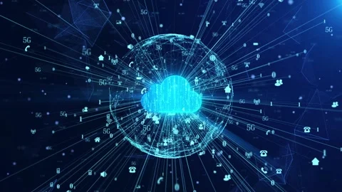 Background of cloud computing and cloud service technology earth network Stock Footage 148148123