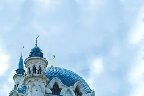 A background with clouds and Kul Sharif Mosque, one of the largest mosques .. Stock Photos