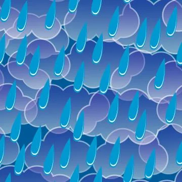 Background with clouds and rain drops Stock Illustration