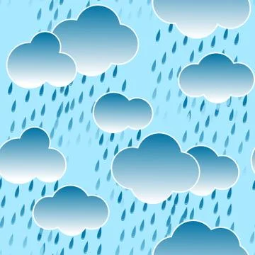 Background with clouds and rain drops Stock Illustration