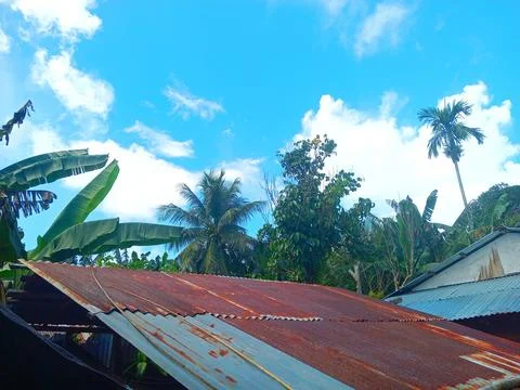 Background of clouds and sky in the village Stock Photos