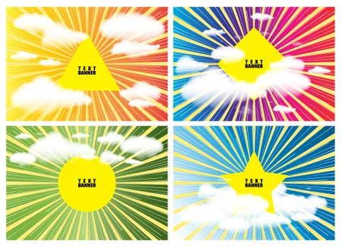 Background with clouds and space for text. Radial rays with effect explosion Stock-Illustration