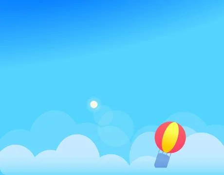 Background with Clouds, Balloon and Sun. Vector Illustration Stock Illustration