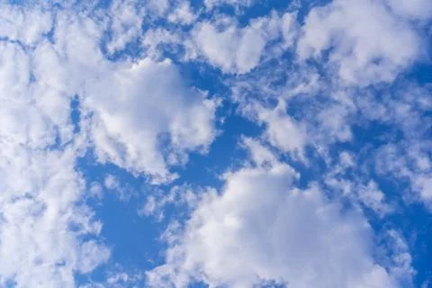 Background from clouds. Blue sky clear view. Atmosphere, heavenly. Soft focus Stock Photos