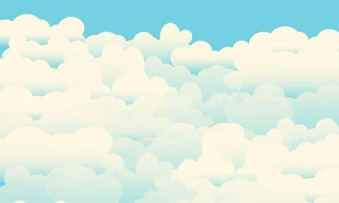 Background of clouds on a blue sky in a warm vintage tone. Horizontal blank.. Stock Illustration