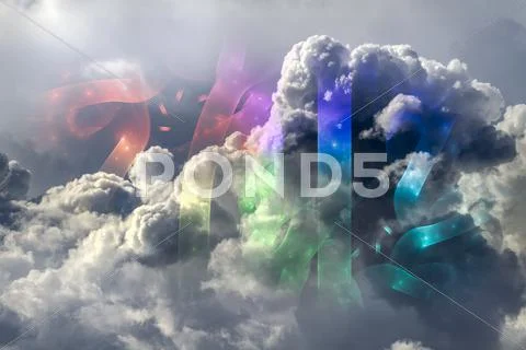 Background of clouds of fractal foam and abstract lights on the subject of ar Stock Illustration
