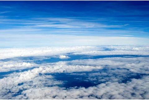 Background of clouds. view from the airplane. Top view. continuous carpet ... Fotos de archivo